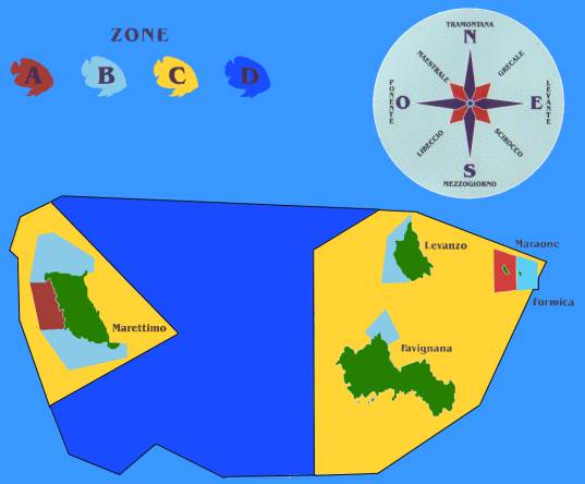 Le Zone dell'Area Marina Protetta delle Egadi